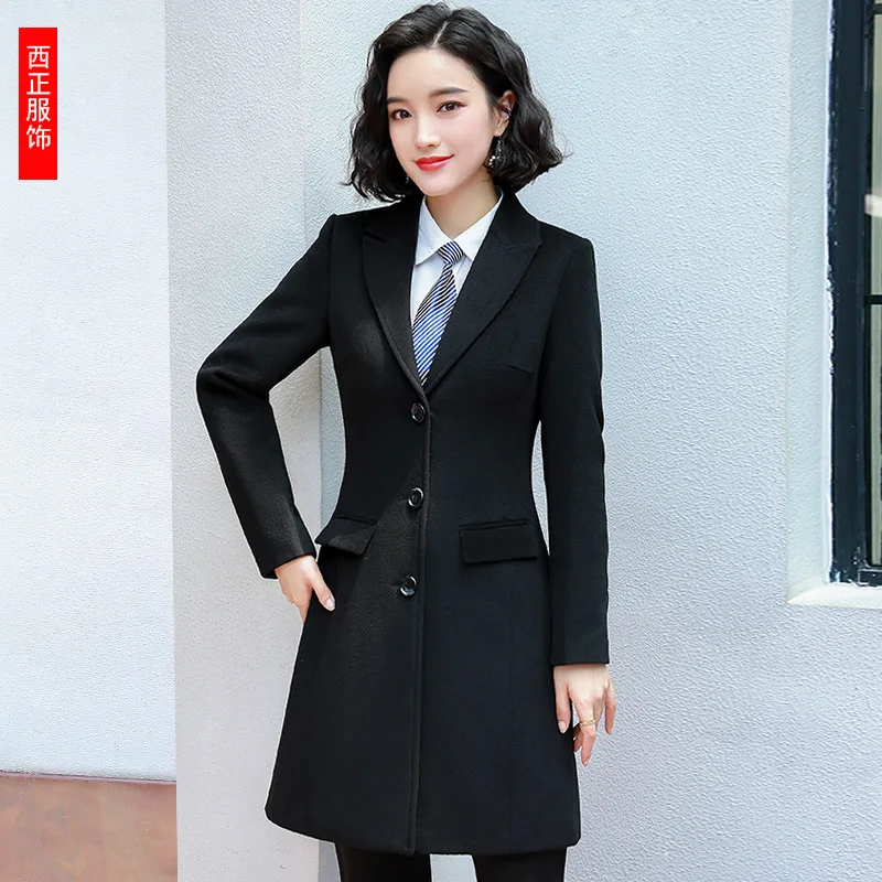 

Woolen Jacket Men And Women Celebrity Style Autumn And Winter Wool Overcoat Wear Bank 4S Property Waist Hugging Work Clothes OL