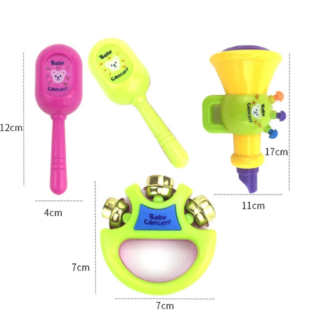 5Pcs Children Drum Trumpet Toy Music Percussion Instrument Band Kit Early Learning Educational Toy Baby Kids Children Gift 4