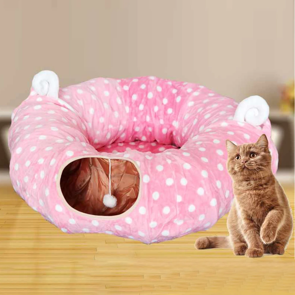 

Warm Pet Toy Round Four Seasons Universal Hideout Soft House Washable Wear Resistant. Kittens Tunnel Cat Bed Sleeping Foldable