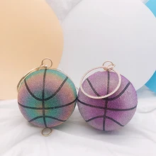 

Basketball Round Ball Gold Clutch Purses for Women Evening Rhinestone Handbags Ladies Party Dinner Bag