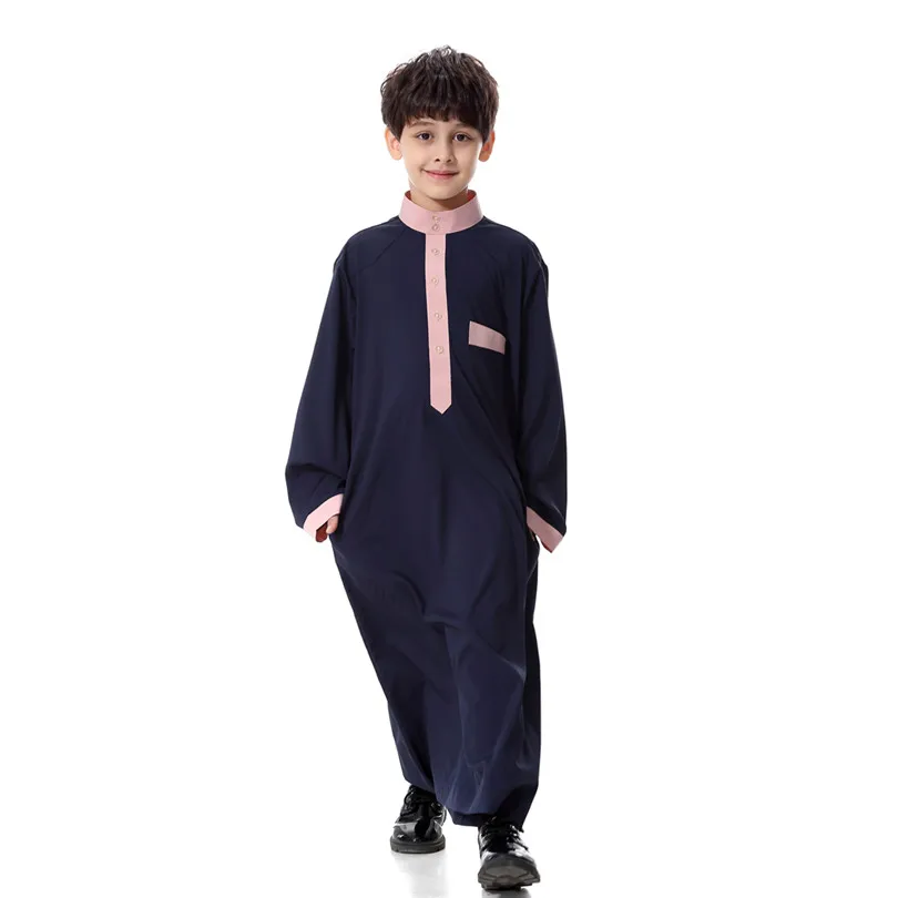 Kurta/Исламская Арабская одежда; детская одежда; abaya thebe; свободный кафтан; арабский детский длинный кафтан; Исламский детский халат с круглым воротником; одежда
