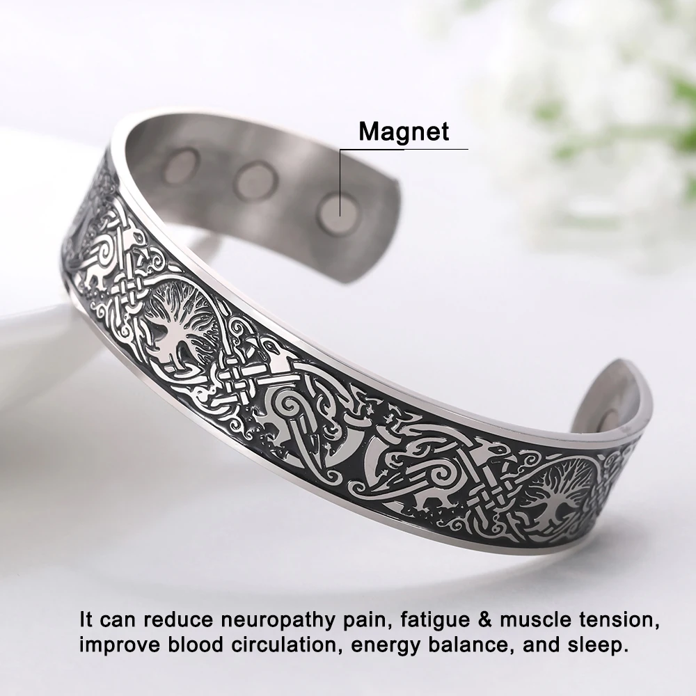 Skyrim Bangle Endless Love Knots Tree of Life Birds Stainless - Main Image