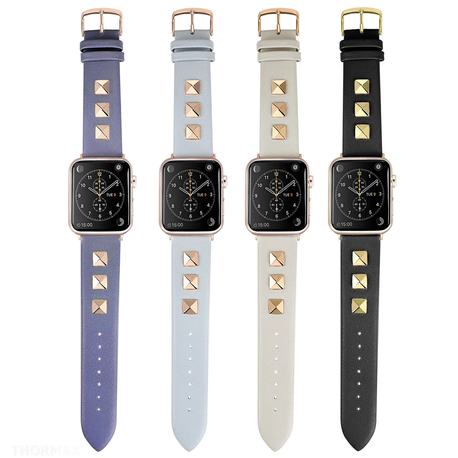 Роскошный стильный ремешок с заклепками для часов Apple Watch 5/4, ремешок серии 5, 4, 3, 2, 1, браслет для мужчин и женщин, ремешок 40 мм, 44 мм, 38 мм, 42 мм, коровья кожа