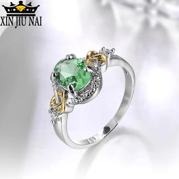

classical Brand New Luxury green Crystal Stone Gold Color Cross Heart Ring Jewelry Cubic Zirconia Rings For Women Vintage Anel