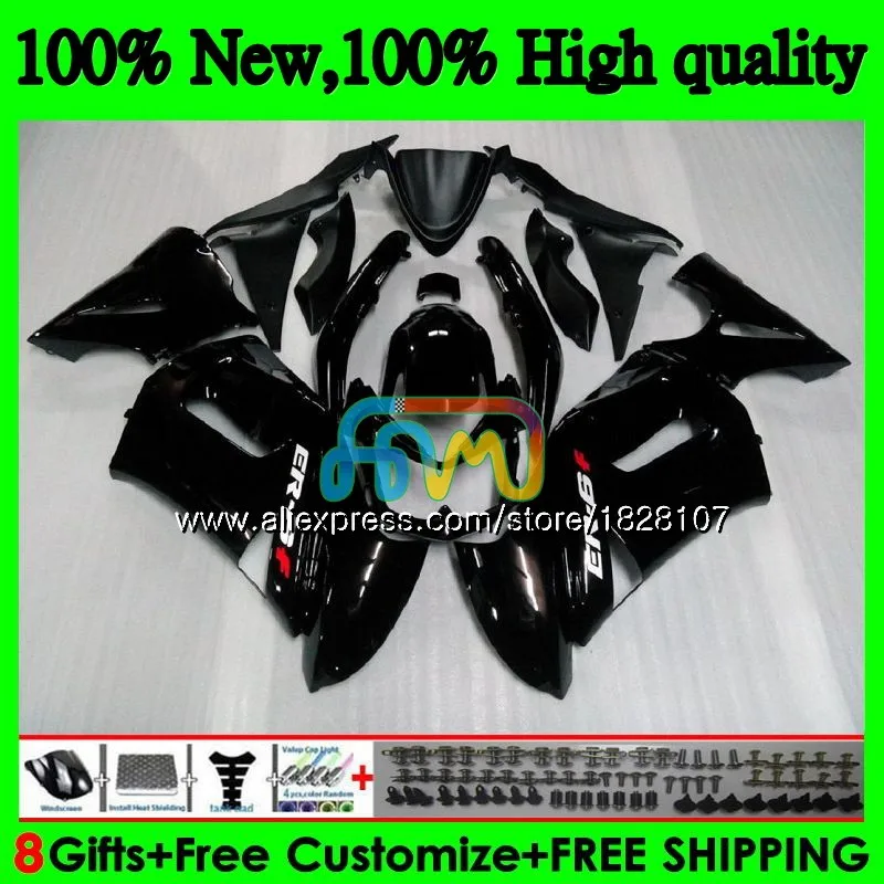 Глянцевый черный корпус для KAWASAKI 650R ER6 F 650 R ER 6 F ER6F 06 650R-ER6F 6BS. 1 ER-6F ER 6F 06 07 08 2006 2007 2008 комплект обтекателей