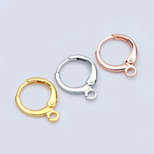 24K Gold plated round lever back, Stainless steel hoop earring hooks