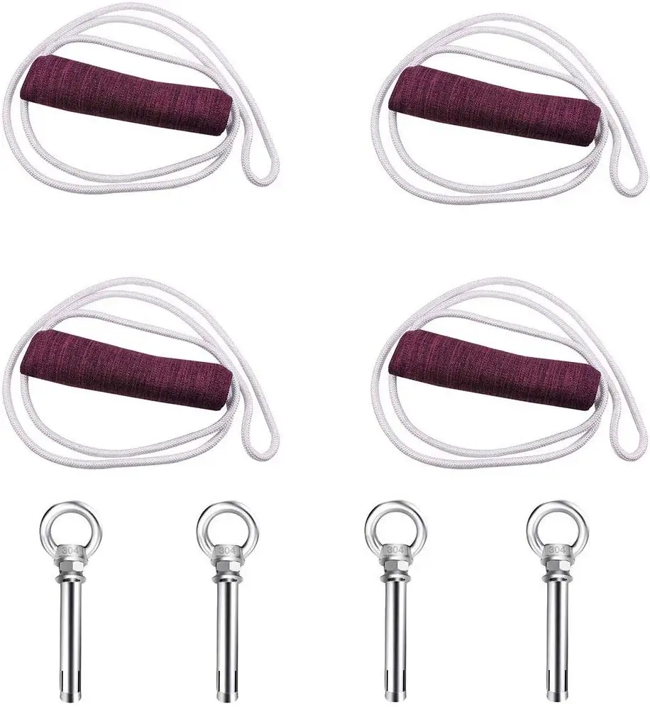 4 PCS Yoga Wall Hanging Rope Iyengar Yoga Belt Antigravity Sling Inversion Exercises with expansion screws rings