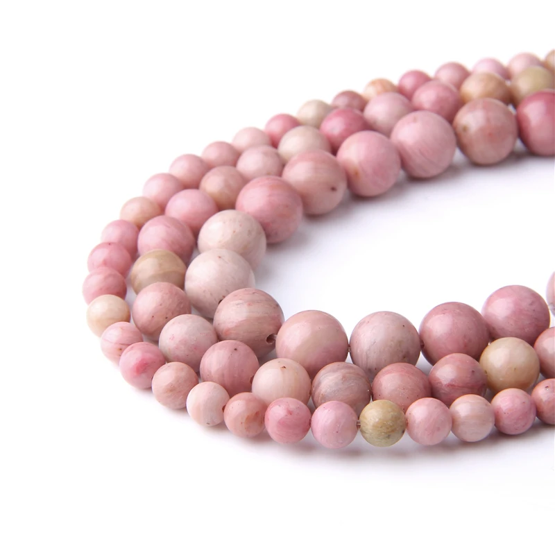 Натуральный розовый камень авантюрин Круглые бусины 4 6 8 10 12 мм для изготовления ювелирных изделий браслет ожерелье минеральные аксессуары - Цвет: Rhodochrosite