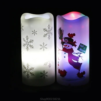 

Christmas Decoration Ornaments Creative LED Candle Projection Lamp Snowflake Snowman Pattern Night Light Decor S24 20 Dropship