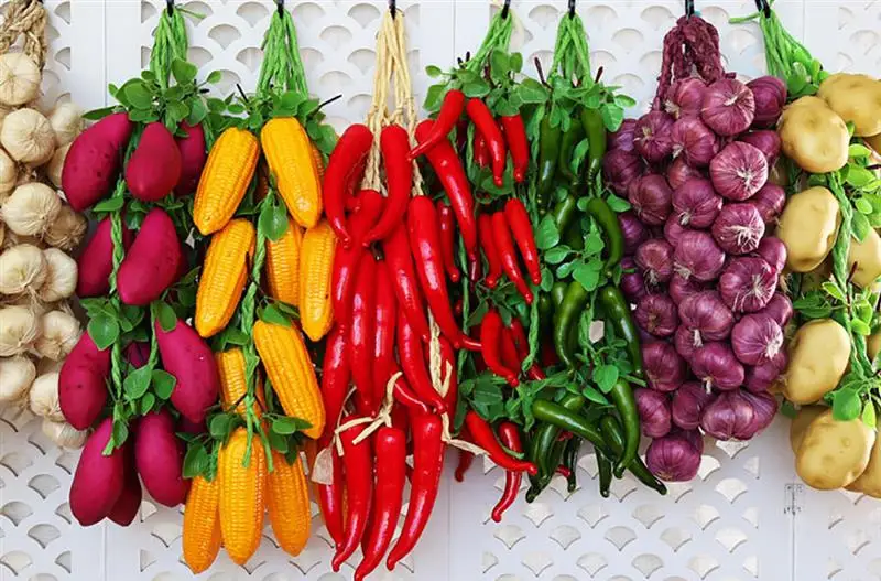 1 String Artificial Vegetable Lifelike Corn Fake Simulated Vegetable Photo Prop Home Hanging Decoration Food Model Food Photography Props Vegetable Ornaments
