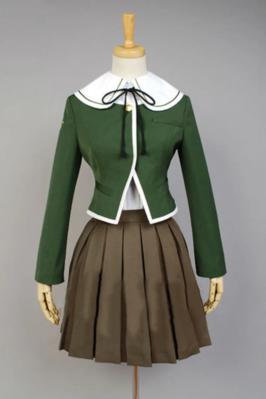 

Custom Size Cosplay Costume Fujisaki Chihiro Cos Anime Danganronpa Girls Cosplay Costume 4in1 Coat+Shirt+Skirt+Tie