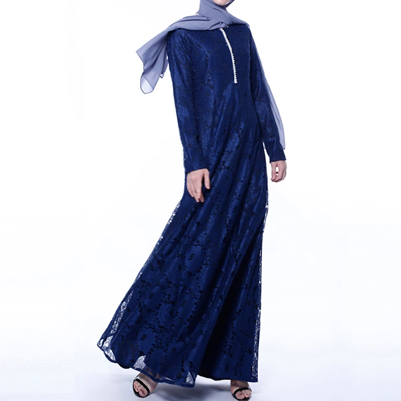 dark blue dress Абаи dubai длинный рукав хиджаб мусульманский платье турецкая исламская одежда Абая для женщин Кафтан сайт Tesettur Elbise Djelaba Femme - Цвет: dark blue dress