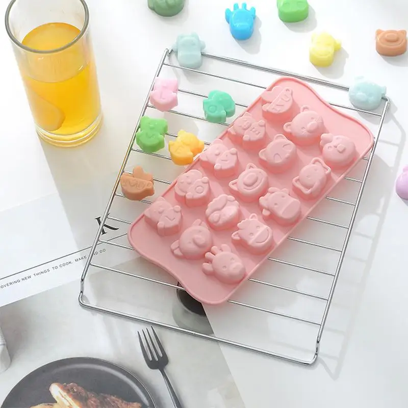DIY лоток для льда, шоколадный хлеб, форма для торта, 15 полости, Мультяшные животные, силиконовая форма для торта, инструменты для выпечки