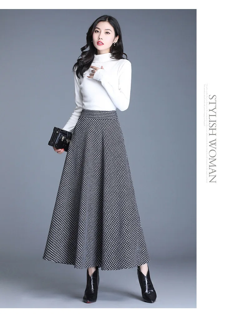 Женская юбка faldas mujer moda jupe femme длинная юбка осень и зима шерстяные юбки маятник