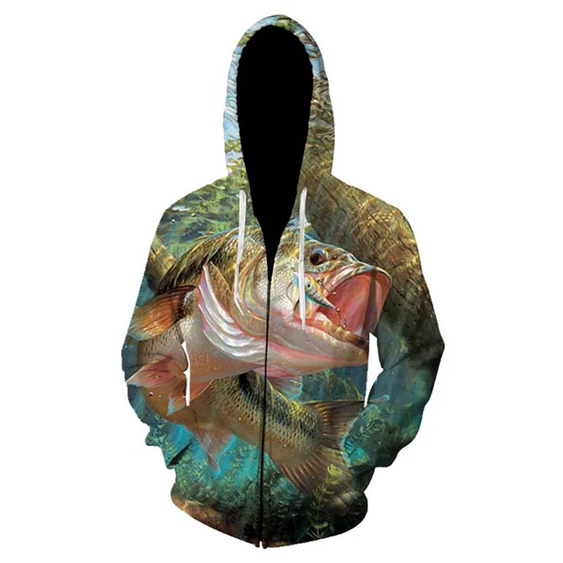 Мужская осенне-зимняя одежда для рыбалки, свитер с 3D рисунком рыбы, спортивная теплая куртка на молнии, пальто для велоспорта, одежда для рыбалки - Цвет: 04