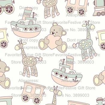 

bear giraffe carriage polyster Fabric Printed Bear Kids Patchwork Cloth DIY Sewing Quilting Fat Quarters Material For Baby&Child