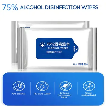 

50pcs Disposable 75% Alcohol Wipes Portable Hand Towel Wash Skin Cleaning Care Sterilization Disinfection Wipes for Cleaning