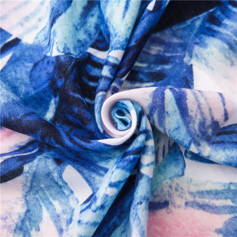 Модный летний женский шарф, тропические растения, хлопок, шали из вискозы и деформаций, банановый лист, краски, пляжные шарфы, шали, головной платок