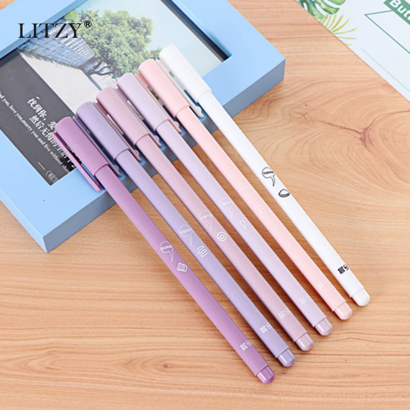 6pcs/lot Gel Pen Set 0.5mm Black Ink Kawaii Korea Neutral Pens Office School Writing Tools Student Cute Stationery Supplies Gift |