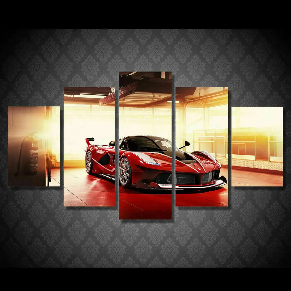 

5 Pcs Red Sports Car Poster Canvas Picture Print Wall Art Canvas Painting Wall Decor for Living Room No Framed