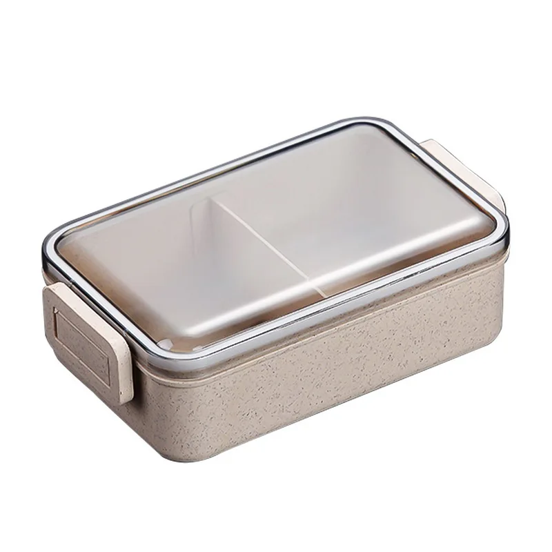 1 layer beige Японский Стиль коробка бэнто для микроволновой печи контейнер для еды пшеничной соломы ребенка Коробки для обедов герметичность Bento Коробки для обедов для школы - Цвет: 1 layer beige