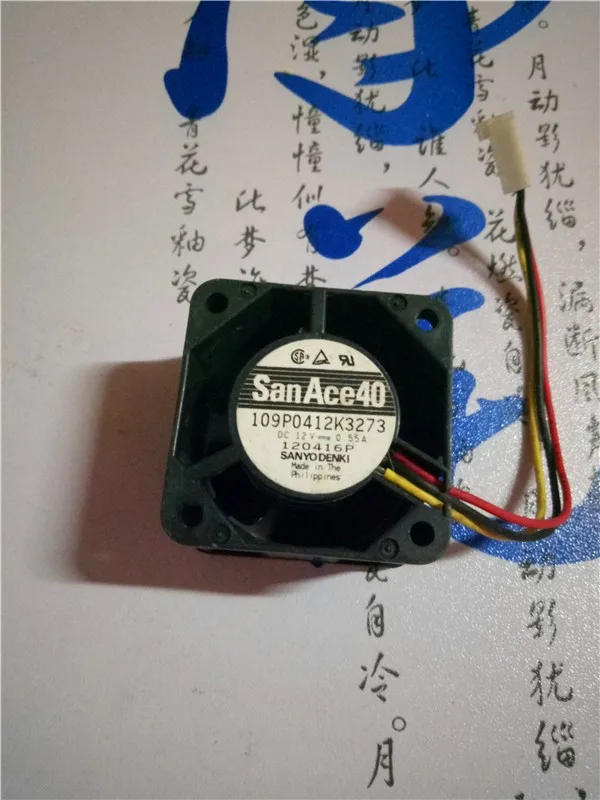

3-проводной Вентилятор охлаждения сервера Sanyo Denki 109P0412K3273 DC 12 В 0,55 A 40x40x28 мм