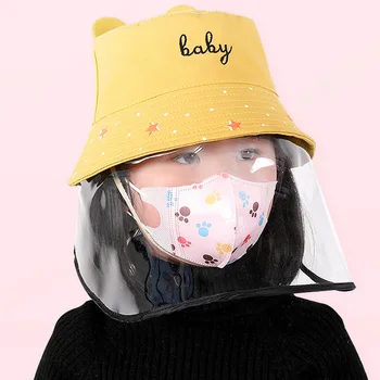 

Faceshield Cover Dust-Proof Protect Hat Kid Cartoon Shape Children Sun Protection Multifunctional Hat Dust Cover Full Face Cap