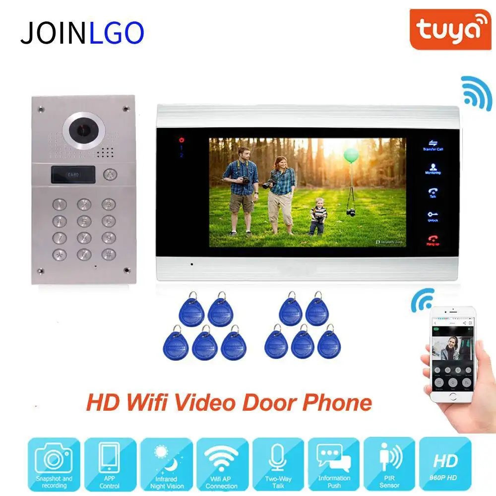 720P WiFi IP Video Door Phone Intercom Code Keypad ID Doorbell Camera App Unlock 