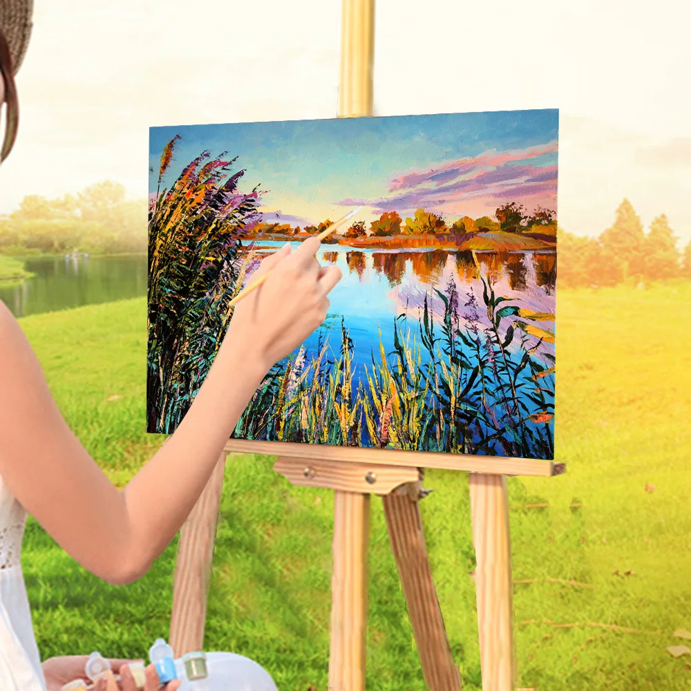 Landscape Scirpus Coloring By Numbers Painting Kit Acrylic Paints 50*70