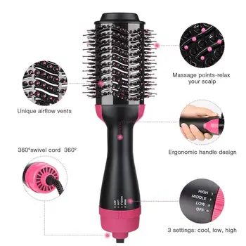 

Electric Hair Straighter Comb 3 in 1 Multifunction Negative Ion Hair Dryer and Volumizer Hair Curler Brush Wet And Dry Use