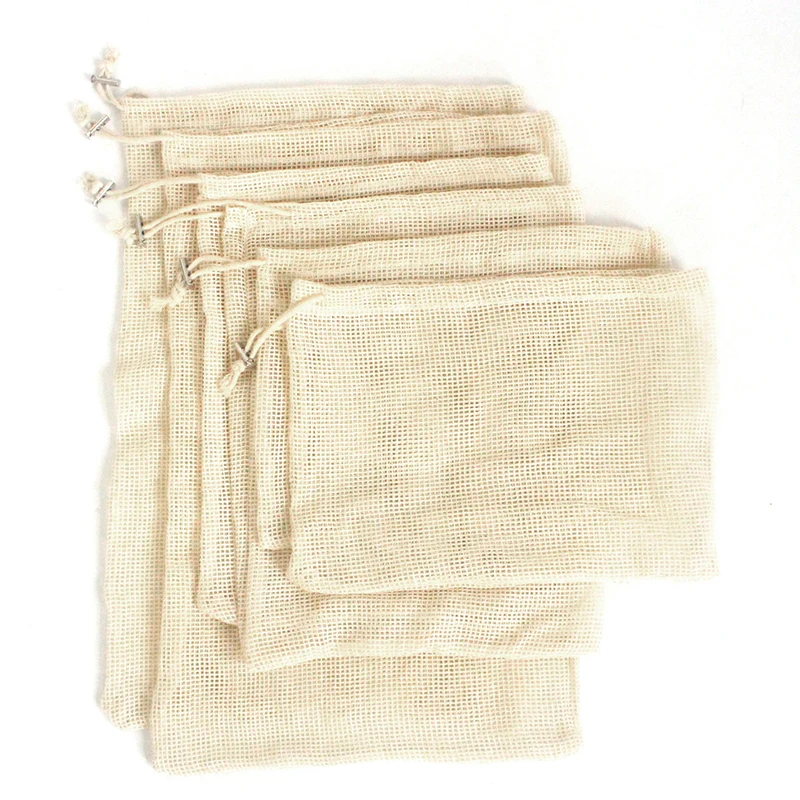 6 шт набор односторонних Drawstring сетчатые мешки для фруктов и овощей, держатель мешка