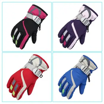 

Children Boys Girls Waterproof Winter Snow Ski Gloves Thicken Lining Warm Outdoor Riding Windproof Anti-Slip Mittens with Buckle