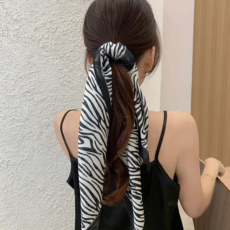 Luna&Dolphin Women Sexy Scarf 70x70cm Black Zebra Striped Coffee Paisley Chiffon Silky Headbands Bandana Bag Neckerchief Hijab