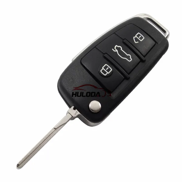 Для Audi 3 кнопочный Выкидной ключ пустой с лезвием HU66