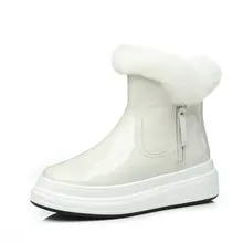 Новое поступление; женские ботильоны из коровьей кожи; теплые зимние ботинки на молнии; повседневная обувь на платформе; женские классические ботинки