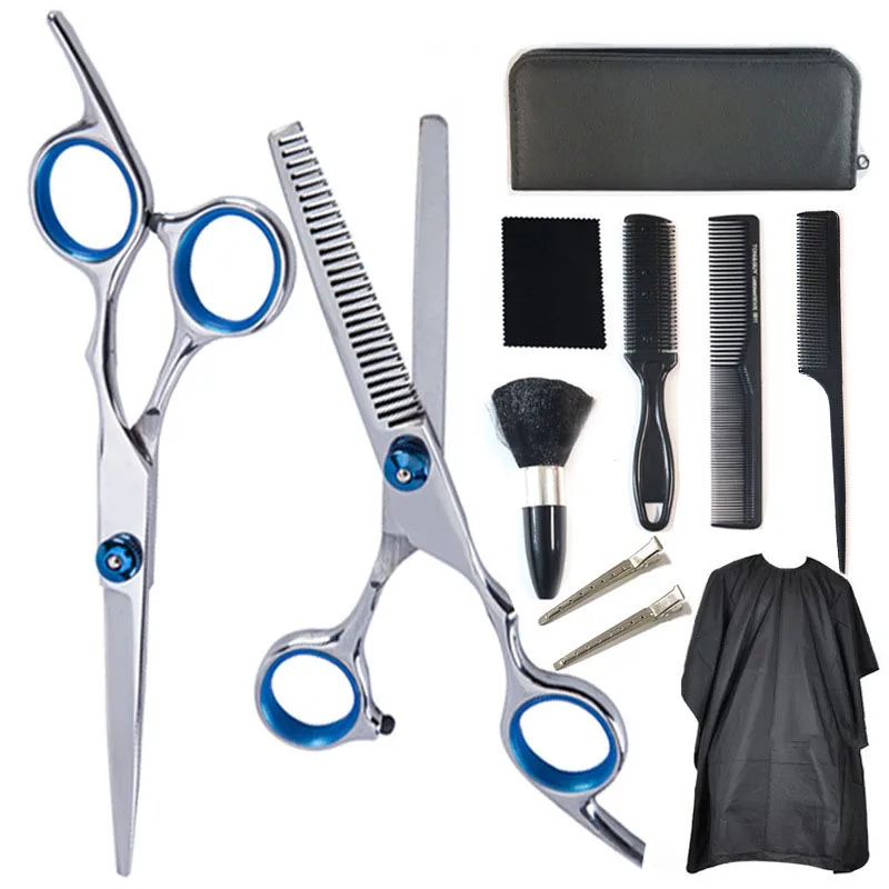 Hairdressing Scissors 10 Sets of Flat Scissors Teeth Scissors Thinning Hair Salon Children Home Hairdressing Tool Set Roll comb stobaza set broom dustpan set tool sets metal dustpan standing dustpan lobby dustpan broom floor scrub brush broom dustpan