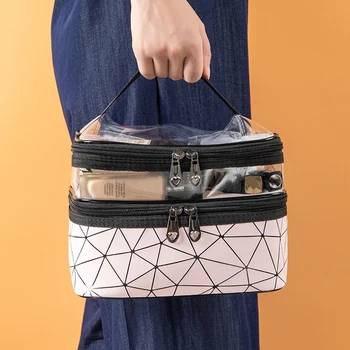 

Double Layer Large Capacity Cosmetic Case Travel Weekend Women Finishing Necessaire Makeup Kit Beautician Toiletry Handbag Items