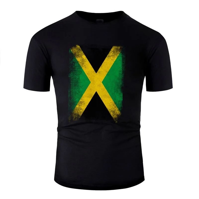 

Vintage Jamaica Flag Proud Jamaican Vintage Distressed Tshirt Men 100% Cotton Men's Tshirts O Neck Male