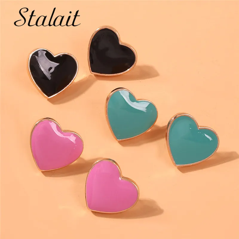 

Cute Heart Shape Point Oil Stud Earrings Creative Gold Color Alloy Stud Earrings For Women Gift Jewelry