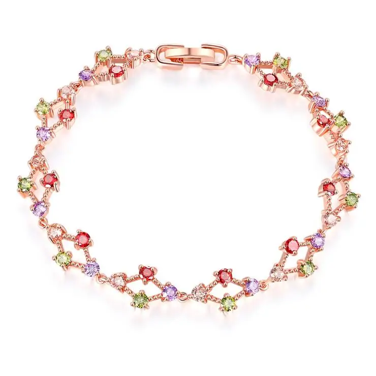 Трендовые разноцветные браслеты Mona Lisa, браслет с цирконием и камнем розового золота, ювелирные изделия для женщин, подарки на день Святого Валентина KS28