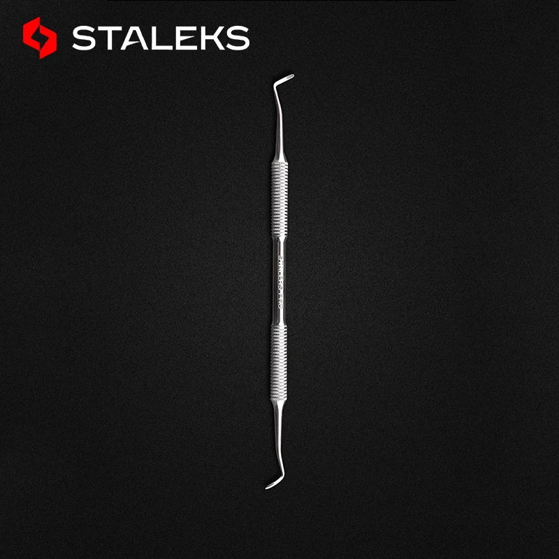 STALEKS Stainless Steel EXPERT 20-2 Dual-ended Groove Clean Cuticle Pusher Nail Correction Lifter Remove Nail Dead Skin Tool 1pc