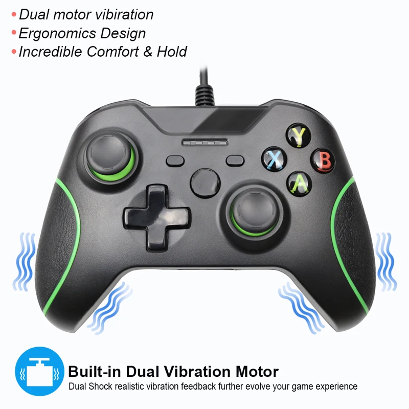 Drop Shipping USB Wired Gamepad for Xbox One Controller Dual Motor Vibration for Xbox One Control PC / Laptop Windows 7/8/10