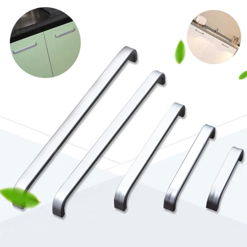 Modern Wardrobe Handle Solid/Hollow Space Aluminum handle Kitchen Furniture pulls drawer handle 64mm/96mm/128mm/160mm/192mm furniture handles