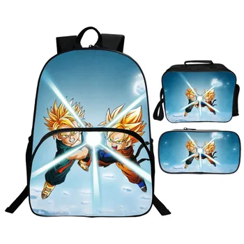 

3Pcs/Set Hot Sale 3D Printing Dragon Ball Super Children Shoulder Backpack Kids Baby School Bags Saiyan Bookbag Boys and Girls