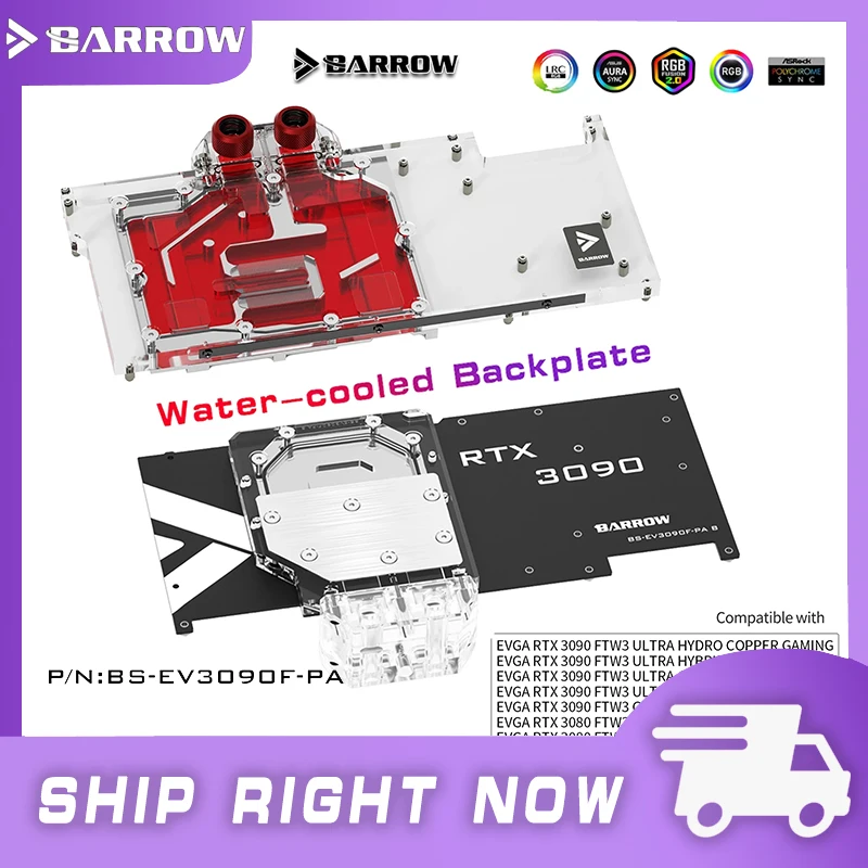 BARROW 3080 3090 Block GPU Water Cooling Block Backplane For EVGA