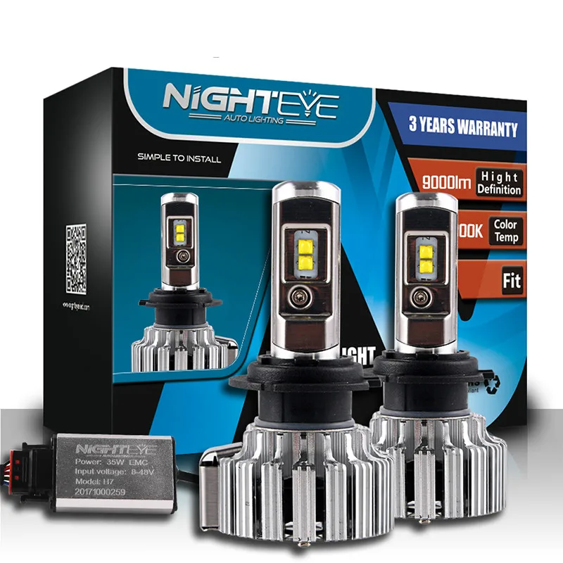 NIGHTEYE H7 светодиодный H4 светодиодный H11 HB3 9005 HB4 9006 H1 Автомобильный светодиодный фары для авто 80 Вт 9000LM автомобильных фар Противотуманные фары 12V 24V
