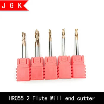 

HRC55 2 Flute tungsten steel end mill cutter 1-20mm 50l 75l 100l end mill carbide for er collet cnc lathe tool holder machine bt