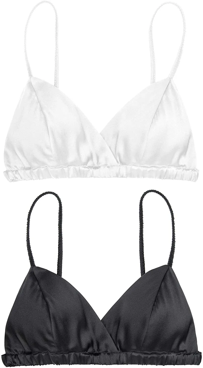 Triângulo de Seda Copo sem Fio Suave e Confortável Livre Unpadded Clássico Feminino Bralette Suave Sutiã Fio Topo 7 bralette suave copo sem fio sutiã suave