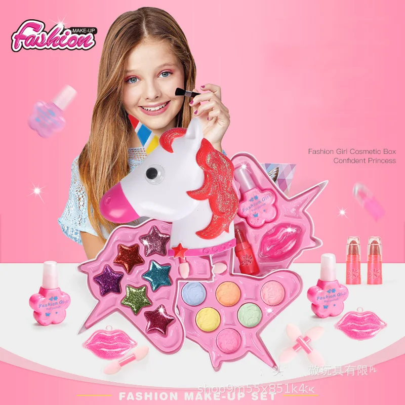 Set de maquillaje para niños princesa cosméticos para niñas juego chicas a salvo lavable belleza maquillaje juguetes princesa vestido