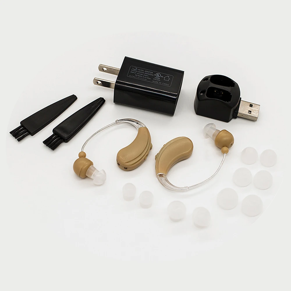 A Pair Rechargeable Hearing Aid for The Elderly Hearing Loss Sound Amplifier Ear Care Tools 2 Color